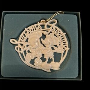 Disney Gold Ornament with Mickey and Minnie